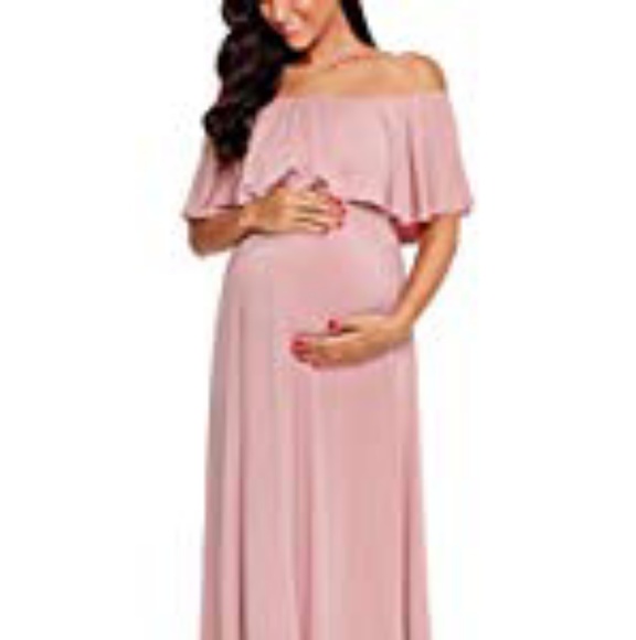 blush maxi maternity dress